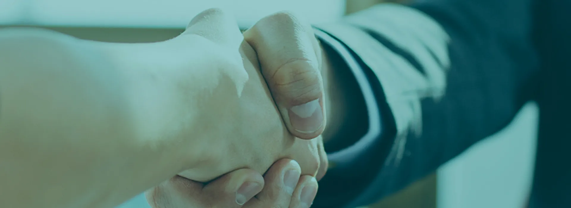 Two people shaking hands after interview