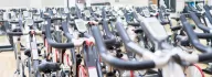 Cycling studio at the Downtown Dayton YMCA full of state-of-the-art cycling equipment