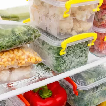 A freezer full of foods