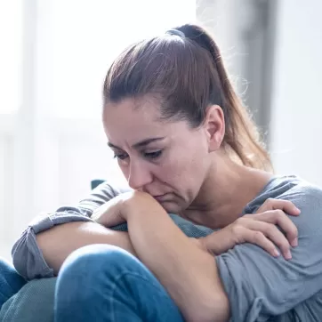A woman grieving