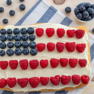 USA Flag Cake, Patriotic 4th of July Dessert on a table