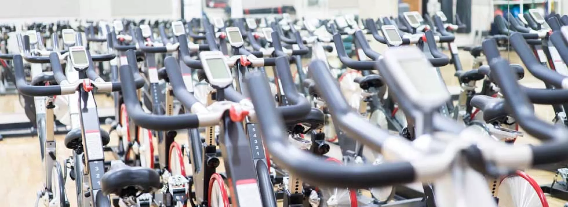 Cycling studio at the Downtown Dayton YMCA full of state-of-the-art cycling equipment